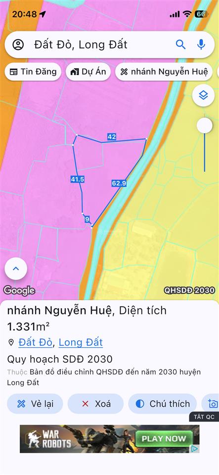 Bán lô đất 1337m2 thích hợp xây dựng nhà vườn nghỉ dưỡng  trung tâm thị trấn đất đỏ  brvt