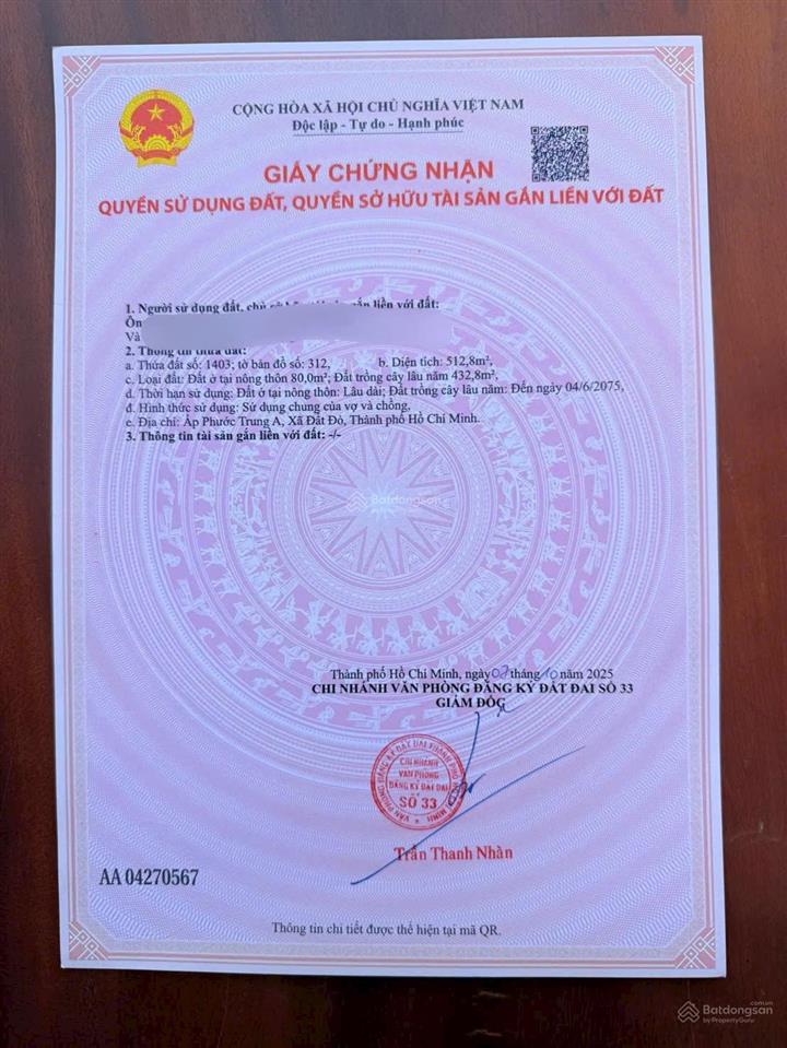 Nhanh tay chọn lô vừa ý khách ơi  500mv siêu rẻ đẹp ngay đường nhánh nguyễn huệ xã đất đỏtphcm