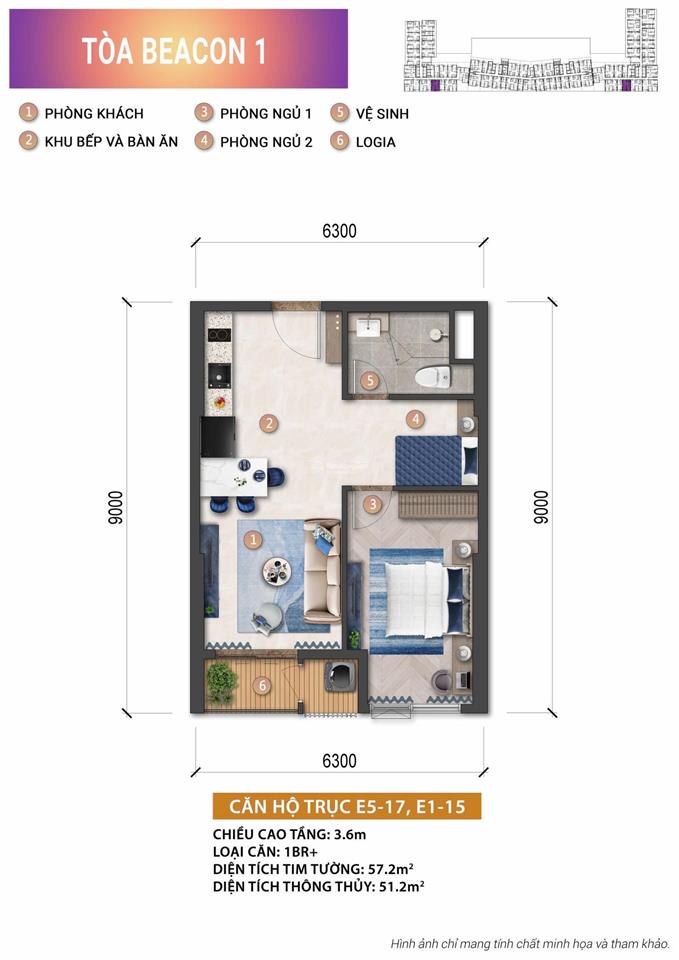 Căn 2pn1wc beacon tower, view biển trực diện biển sun world, hoàn thiện nội thất, ck thẳng 24%
