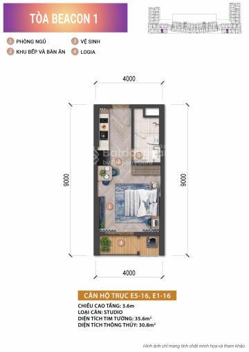 Căn studio beacon tower, 37,1m2, tầng trung view đẹp, tổng chiết khấu lên đến 18%