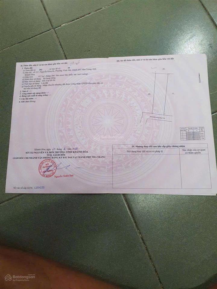 Hàng hiếm bán lô đất hẻm nguyễn khuyến full thổ cư đối diện chợ vĩnh hải giá 2 tỷ 400