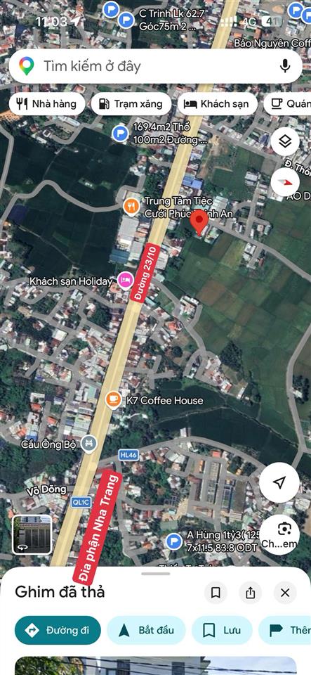 Bán đất xã diên an, diên khánh, đường lầu ông huyện cạnh 23/10 chỉ 50m giá 1 tỷ 700 triệu