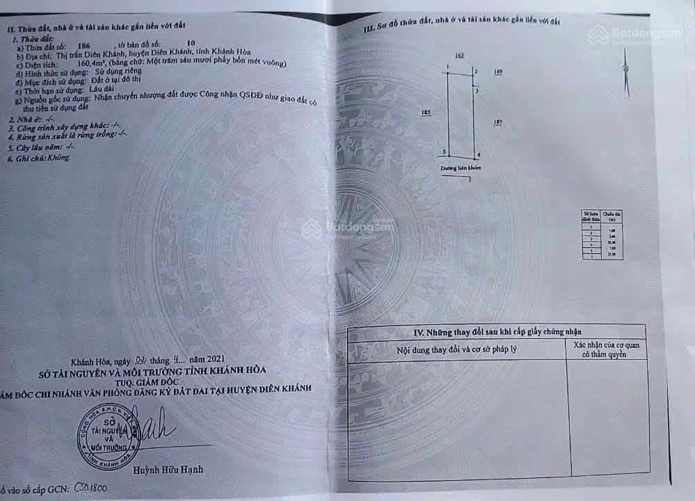 Bán đất thị trấn diên khánh, khánh hoà đường nhựa thông thoáng full thổ cư giá 13 triệu/m