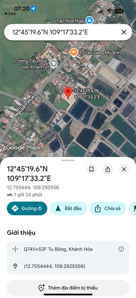Bán lô đất thôn tiên ninh, tu bông khánh hòa 92,5m2 full thổ cư giá 17 triệu/m