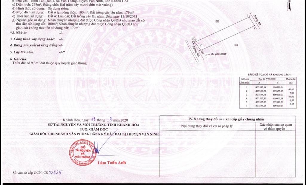 Chuyển nhượng lô thôn tân dân 2 xã vạn thắng cách trường tiểu học vạn thắng 3 chỉ 300m giá 16,5tr/m