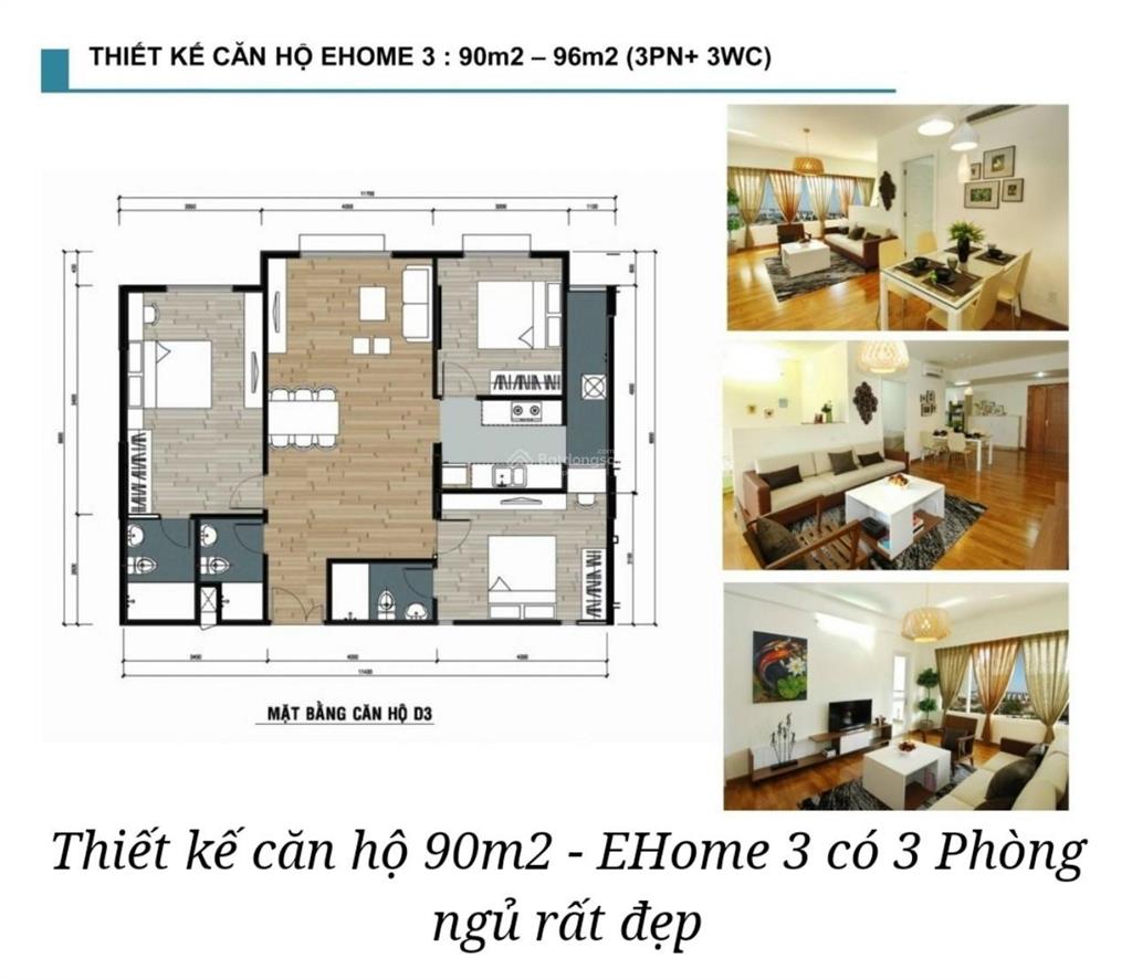 Bán căn hộ ehome 3 đã có sổ hồng lâu dài 3pn 2wc đầy đủ nội thất chỉ 3,3 tỷ.