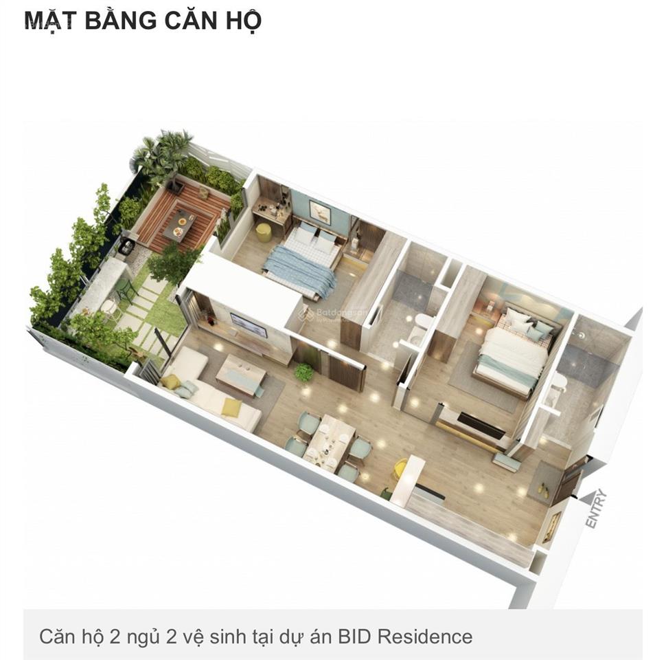 Bán cc 2pn, 2wc, 78m2 tại bid residence, 40 triệu vnd/m2