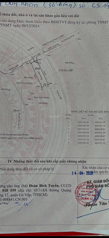 Lô góc 2mt vị trí đẹp thạnh xuân 22, quận 12
