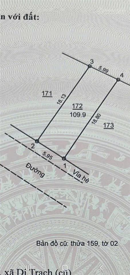 Bán đất dịch vụ di trạch  hoài đức 100m2 giá rẻ