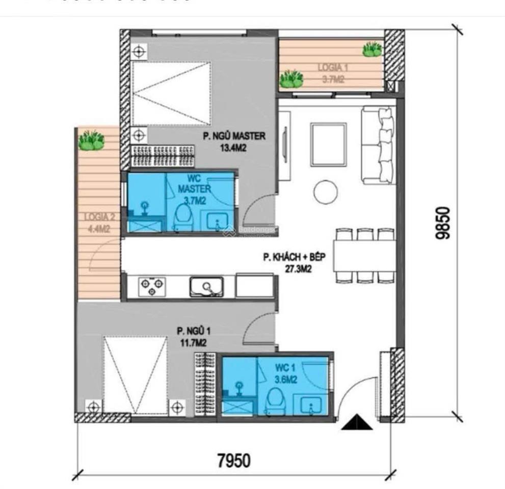 Bán căn 2pn, 73m2 tại chung cư the wisteria, nhổn, full nôi thất, sẵn sổ đỏ
