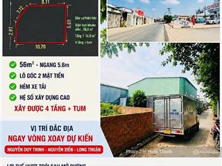 3.2 tỷ/ 56m²  gấp bán  lô góc hẻm xe tải nguyễn duy trinh sát mặt tiền