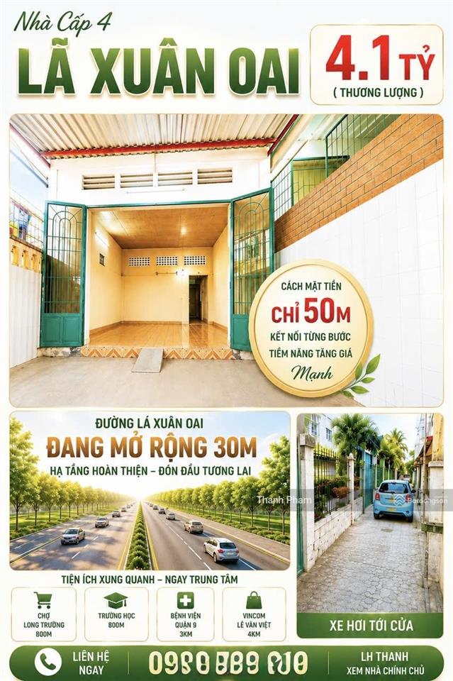 Nhà cấp 4 lã xuân oai  gần trường dương văn thì  76m2  ngang 4.5m  4.7 tỷ