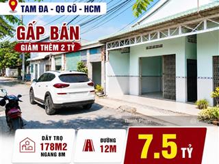 Dãy trọ trệt lửng 178m2  ngang 8m vuông đẹp  ngay mặt tiền đường 12m  tam đa  chỉ còn 7,5 tỷ