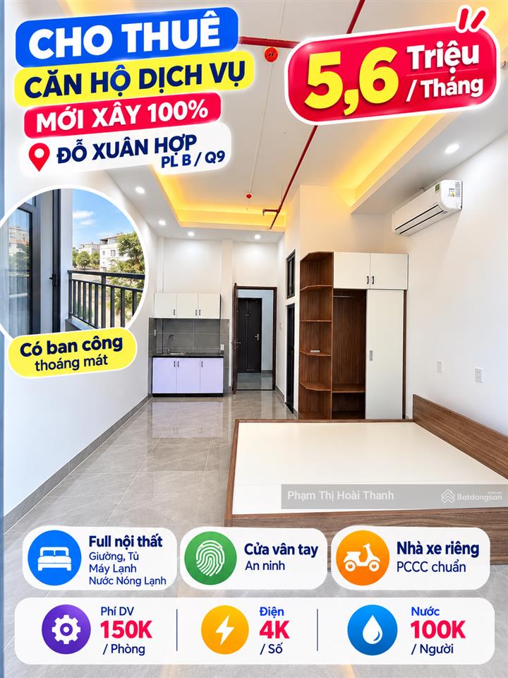 (5,6tr) cho thuê chdv mới 24m2 full nội thất gần đỗ xuân hợp