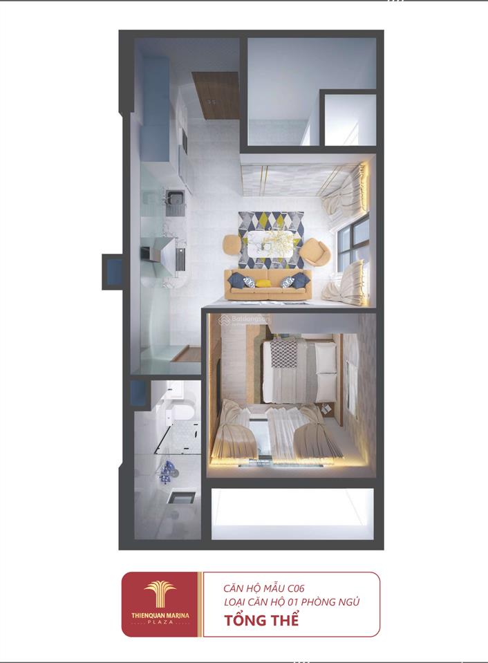 Bán căn hộ 1pn, 1wc tại thiên quân marina plaza, giá tốt 1,647 tỷ, 45m2