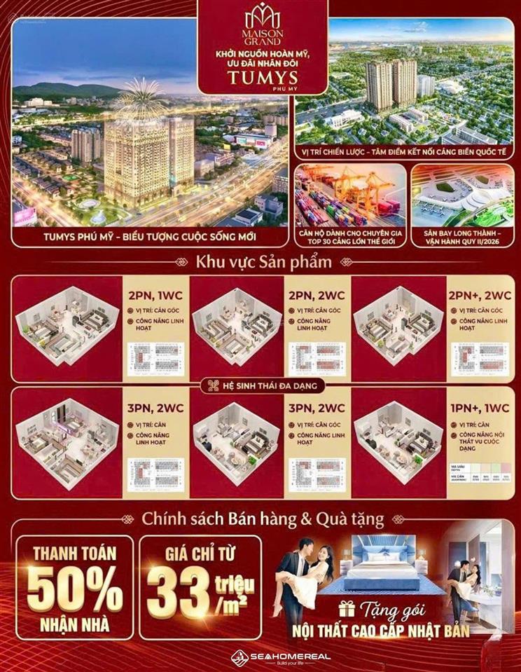 Maison grand phú mỹ đầu tư đón sóng từ 1,8tỷ, full nội thất. bắt đầu vận hành tháng 7/2026