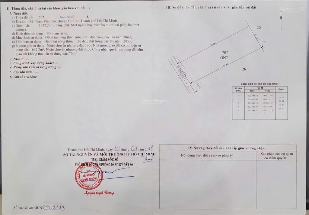 Bán 1732 m2 đất đường phạm văn cội củ chi. giá 13tr/m2. ngay trại giam t30