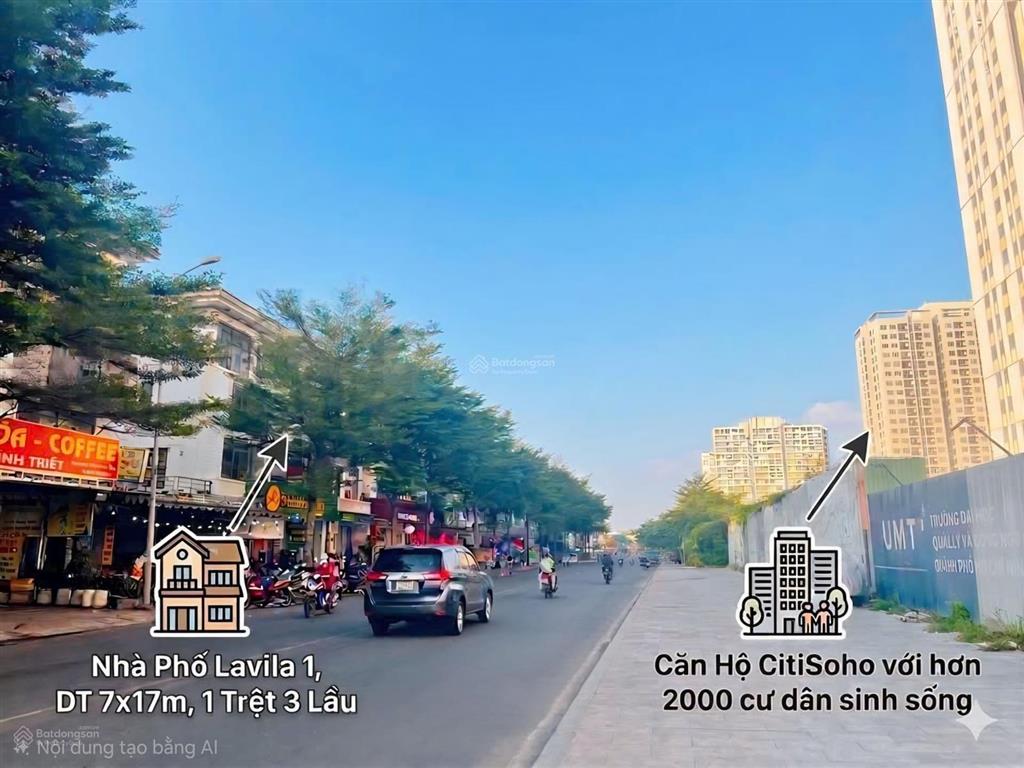 Cho thuê nhà phố mặt tiền 24m đối diện 3 tòa chung cư dt 7x17m  1 trệt 3 lầu