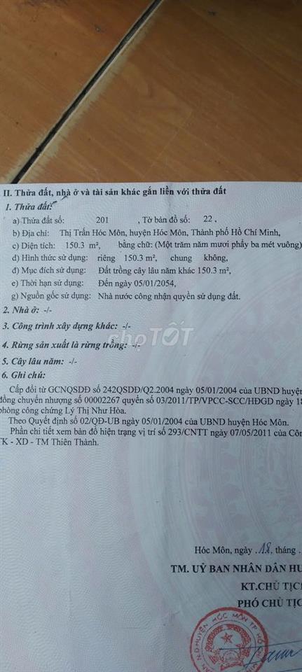 Bán đất shr ngay bênh viện hóc môn