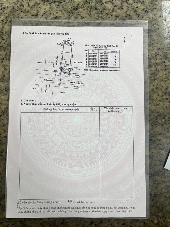 Phan huy ích  sát siêu thị emart. gần 80m2. ngang 4m5 x 17m, 1 trệt 2 lầu, giá 8,950 tỷ đường 10