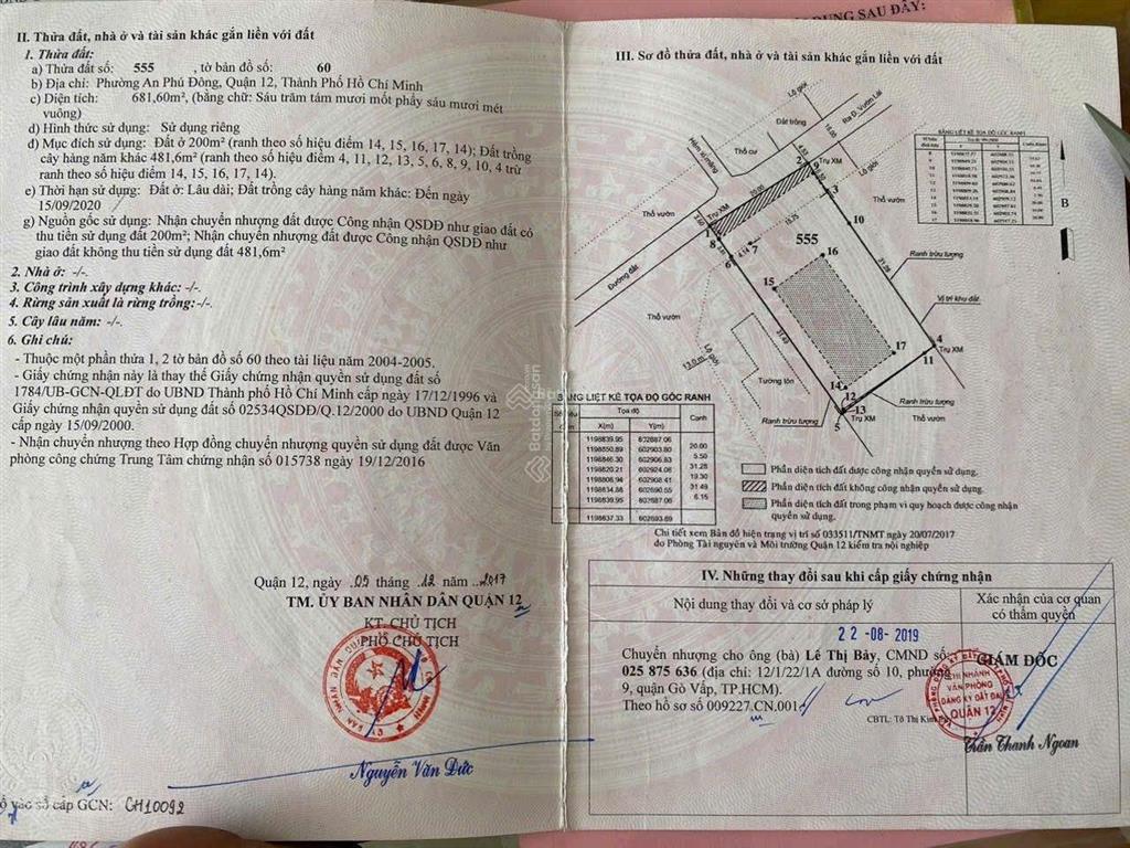 Bán đất hẻm 1/ đường ven sông vàm thuật thông vào vườn lài, 16 x 34