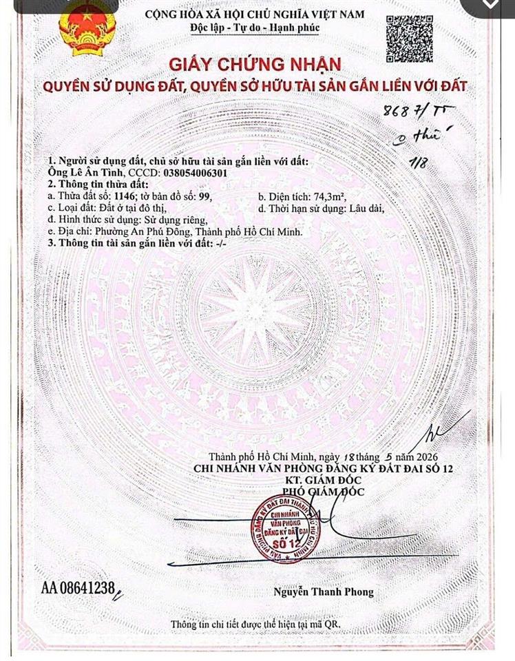 Đất hẻm đường ven sông vàm thuật, cách cầu sắt apđ 2km, 4 x 19