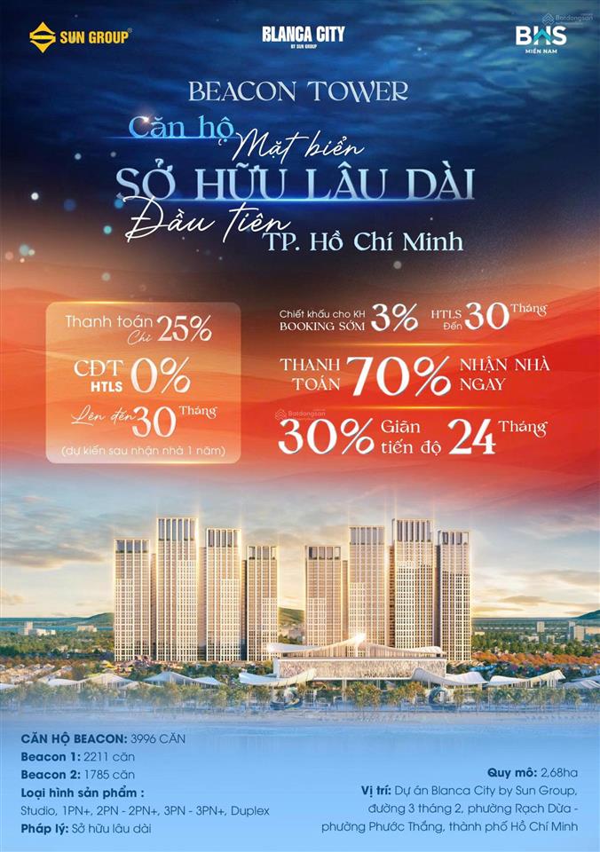 Căn hộ studio view biển beacon tower  blanca city vũng tàu  sở hữu lâu dài