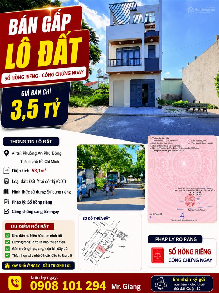 Bán đất giá 3,3 tỷ an phú đông