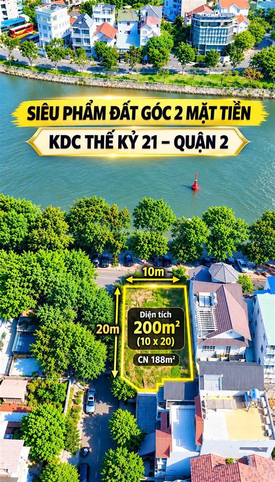 Chính chủ cần bán gấp đất 188m27 lê hữu kiều, lô góc 2 mt view sông giồng ông tố q2, giá giảm sâu