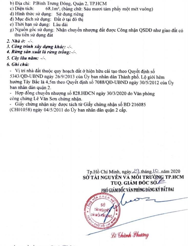 Cần bán nền đất góc hai mặt tiền đường nguyễn duy trinh một sẹc phường bình trưng tp hcm