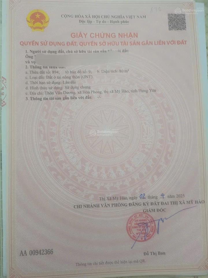 Bán lô đất 80m2 tại giãn dân hoà phong chỉ hơn 2 tỷ.