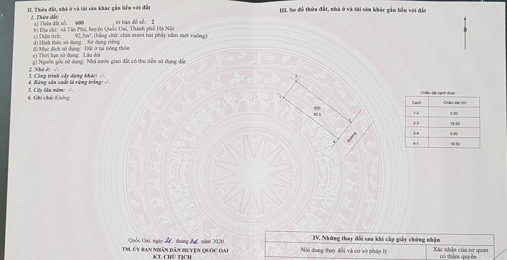 CHÍNH CHỦ BÁN ĐẤT THỔ CƯ MẶT ĐƯỜNG KINH DOANH Vị trí tuyệt đẹp tại xã Hưng Đạo, huyện Quốc Oai, Hà Nội