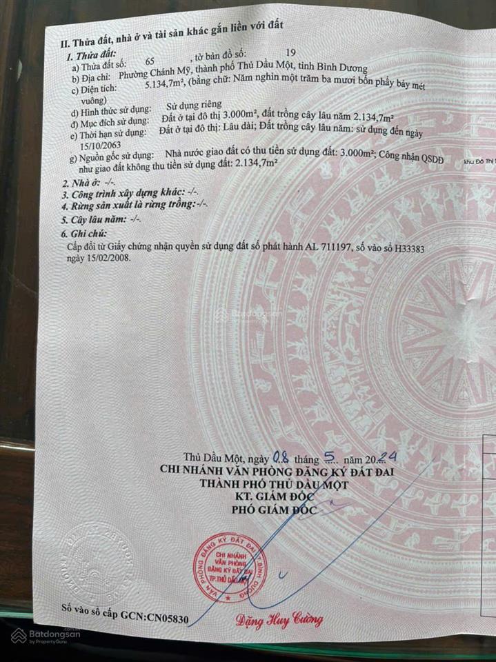 Bán đất chánh mỹ, thủ dầu một bình dương