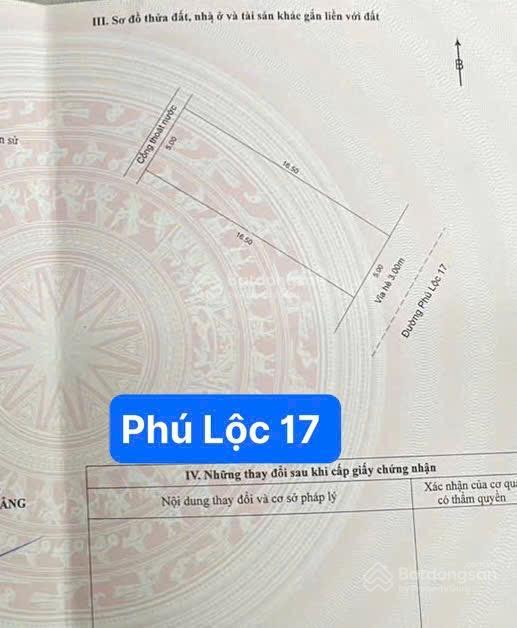 Đất đường 5m5 phú lộc 17 , hướng đông nam  diện tích 82m2 ngang 5m
 za 5.550