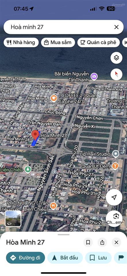 Lô góc 2 mặt tiền đường hoà minh 27 và hoà minh 28 dt 153m2 ngang 6m7