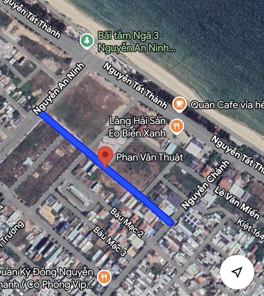 Đất mặt tiền đường phan văn thuật , song song biển nguyễn tất thành. dt 373m2 ngang 15m .