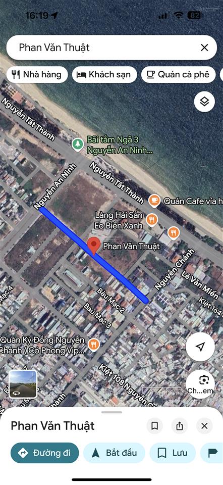 Đất mặt tiền đường phan văn thuật , song song biển nguyễn tất thành. dt 373m2 ngang 15m .