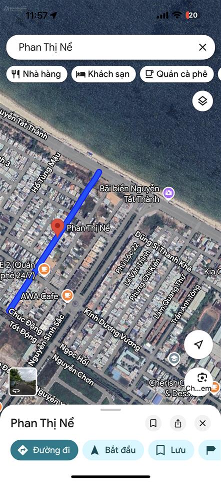 Đất đường 5m5 phan thị nể . trục thông biển nguyễn tất thành. dt 104m2 ngang 5m . hướng tây bắc