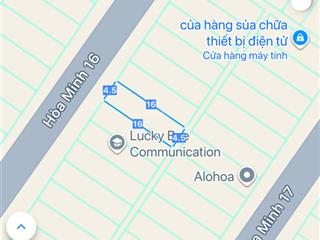 Hàng hiếm . lô đất đường 5m5 tân hoà 9 . đối diện chợ tân an . thanh khê . dt 70m2 ngang 5m