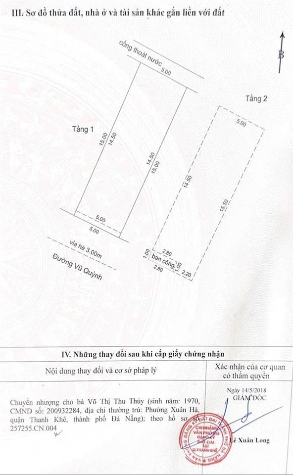 Nhà 2 tầng đường 5m5 vũ quỳnh, song song biển nguyễn tất thành. diện tích 75m2. ngang 5m
