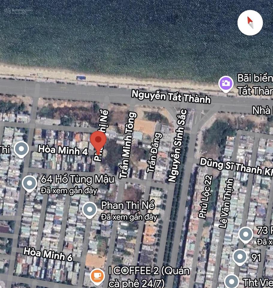 Cặp đất đường 5m5 phan thị nể , cách biển nguyễn tất thành 50m  diện tích 222 ngang 10m ,