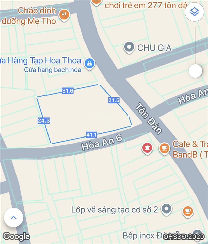 Lô góc 2 mặt tiền tôn đản và hoà an 6  diện tích 900m2 ngang 24m (đất ở 100%). giá 45 tỷ