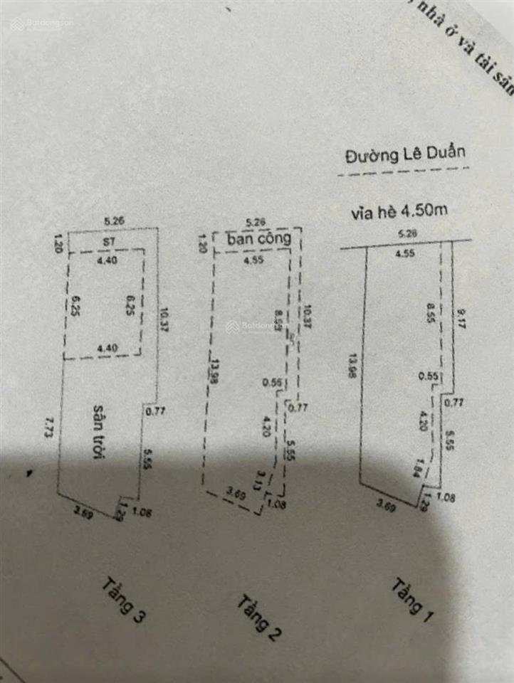 Nhà 3 tẩng mặt tiền đường lê duẩn .  dt 76m2 ngang 5m2 . hướng tây bắc  gia 18,5 tỷ