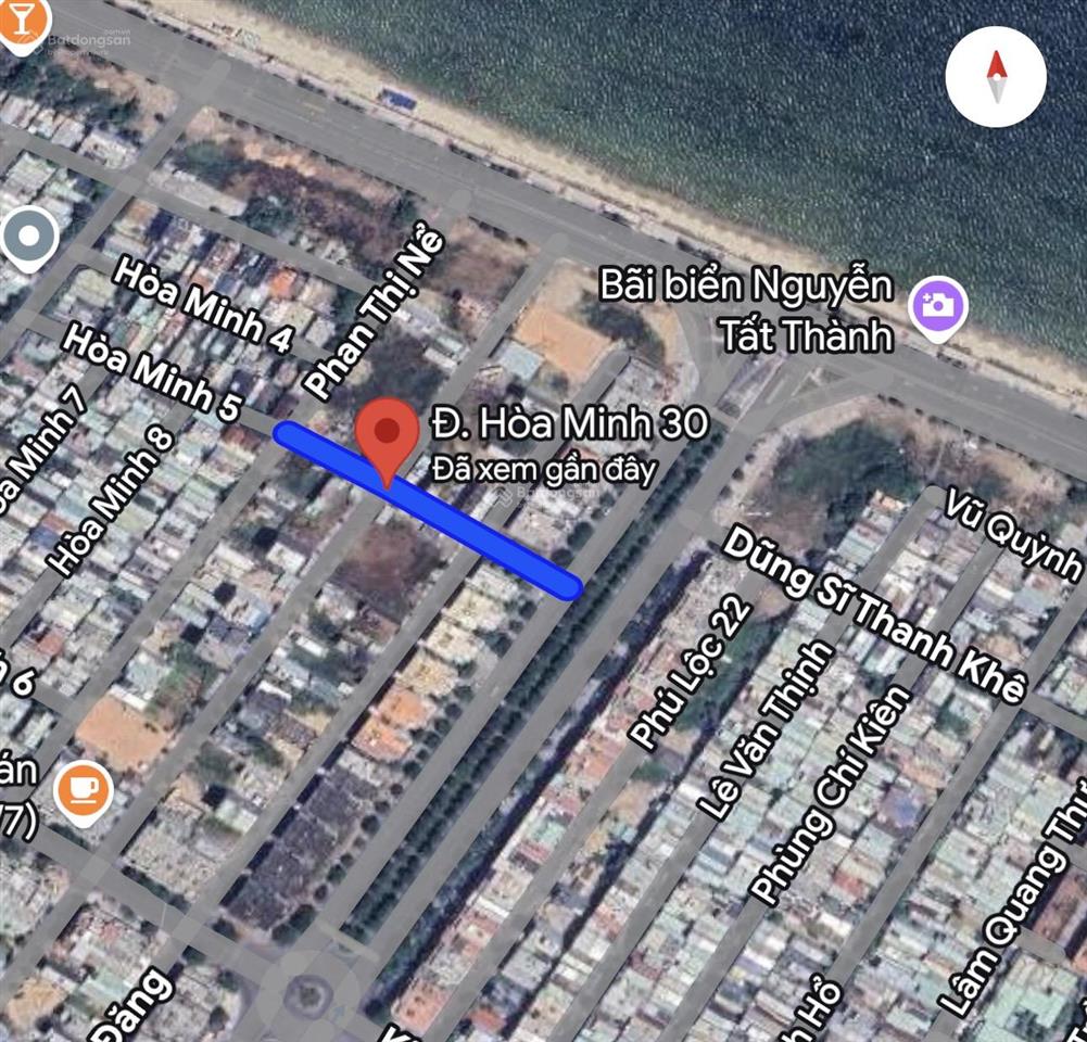 Lô góc 2 mặt tiền đường hoà minh 30 . sát biển nguyễn tất thành .  dt 227m2 ngang 11m hướng đ