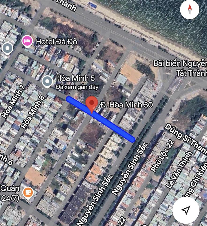 Lô góc 2 mặt tiền đường hoà minh 30 . sát biển nguyễn tất thành .  dt 227m2 ngang 11m hướng đ
