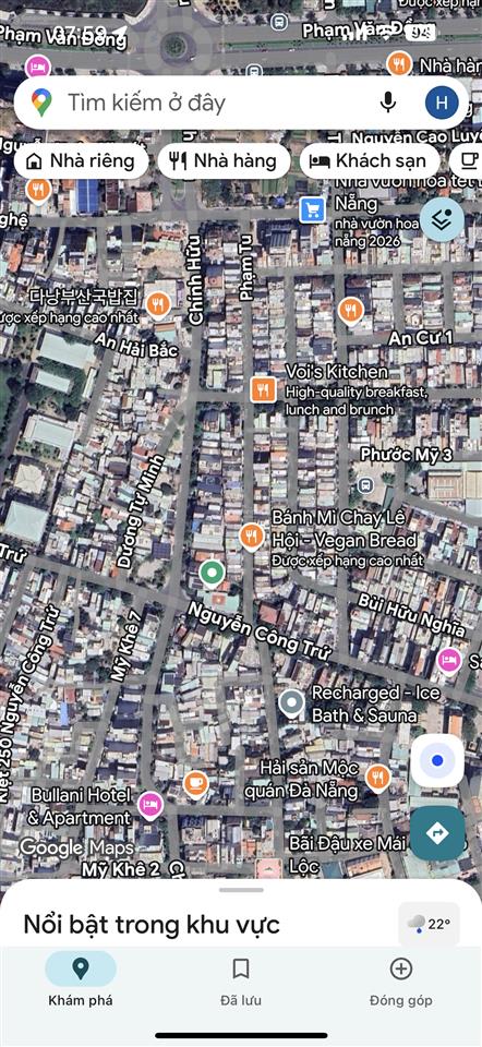 Đất kiệt nguyễn công trứ nối dài dương tự minh, kiệt to 6m. diện tích 531m² ngang 12m
