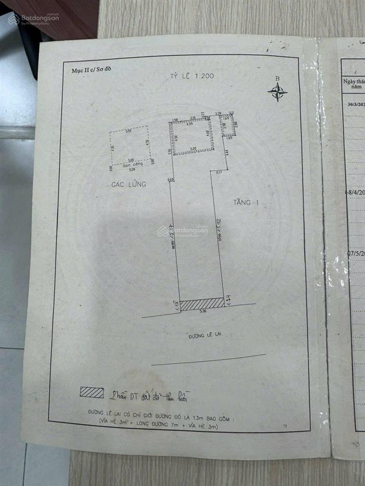 Đất mặt tiền đường lê lai, hải châu, dt 144m2 ngang 5m4 nở hậu, gả nhanh 13 tỷ