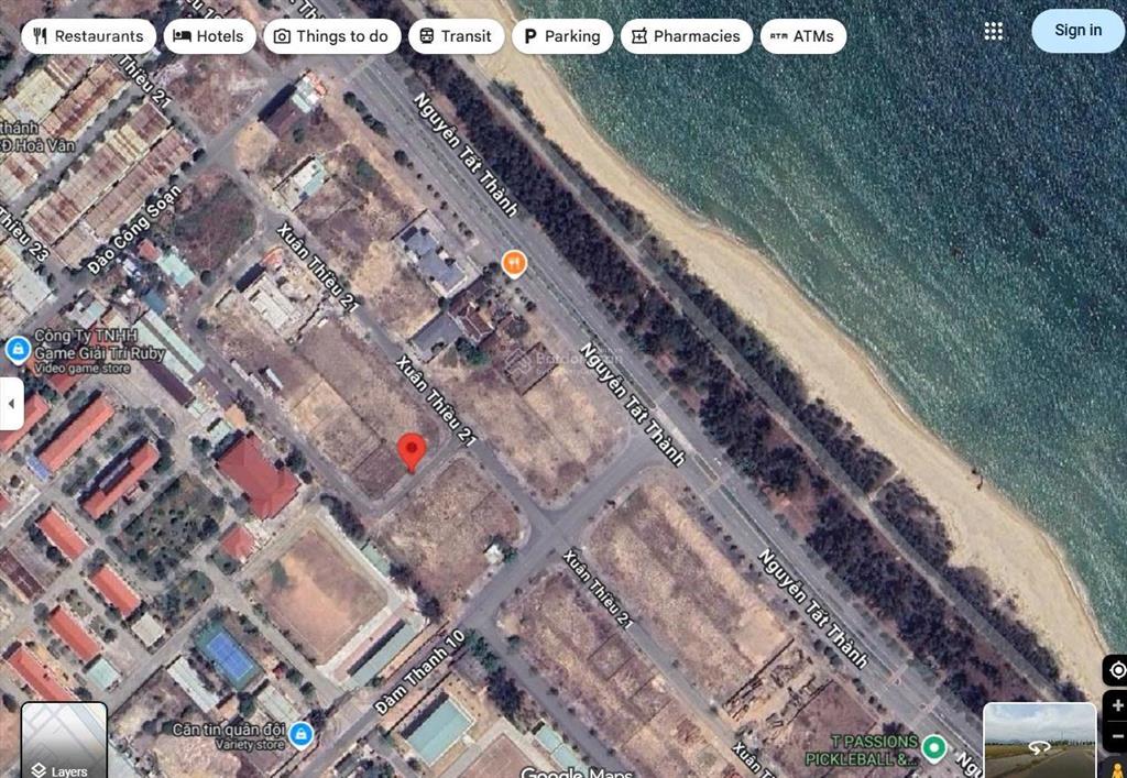 Đất mặt tiền đường xuân thiều, đường 5m5, cách biển nguyễn tất thành 200m. dt 372m2 ngang 15m