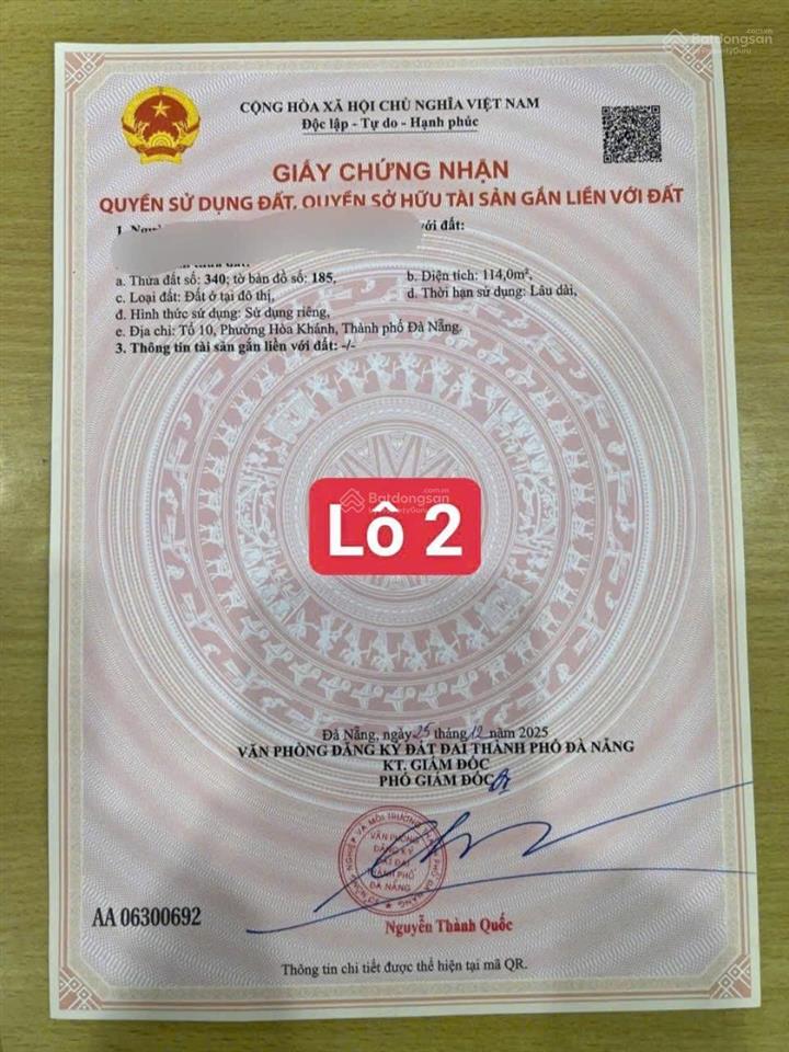 Đất kiệt ô tô tải k33/.. nam cao. gần chợ hoà khánh, kiệt thông tứ hướng  diện tích 114m2