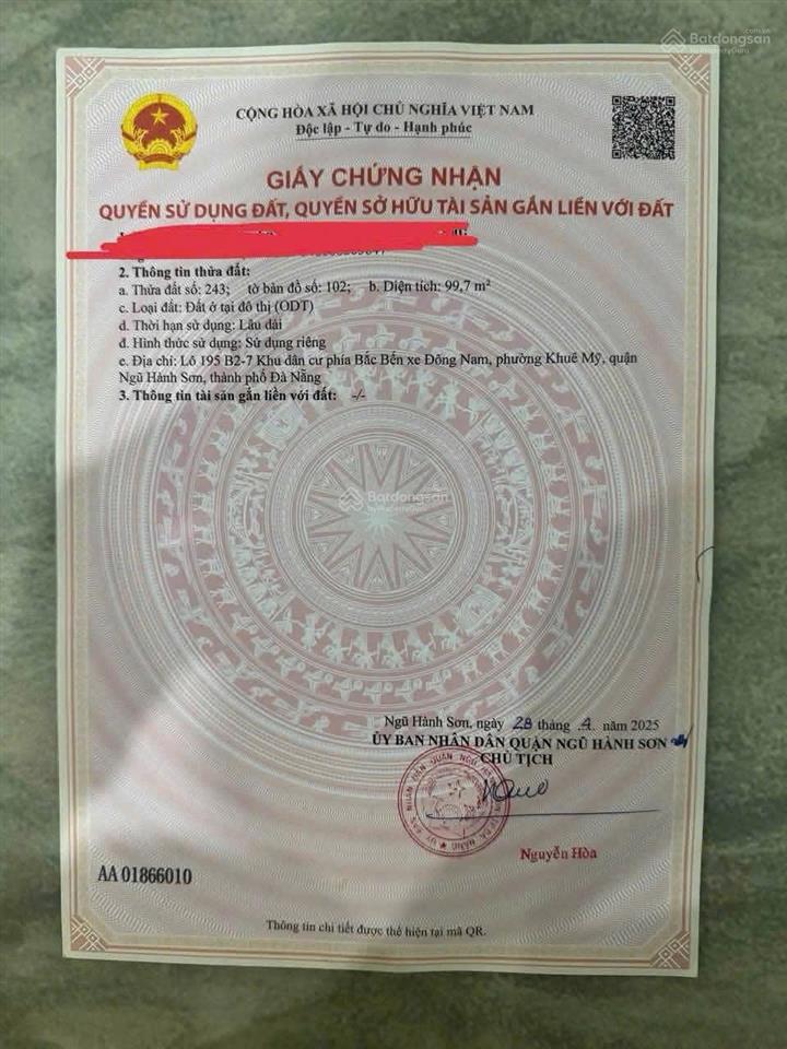 Cặp đất đường minh mạng, gần bãi tắm sơn thủy, dt 200m2 ngang 10m2 hướng tây nam, đường 33m